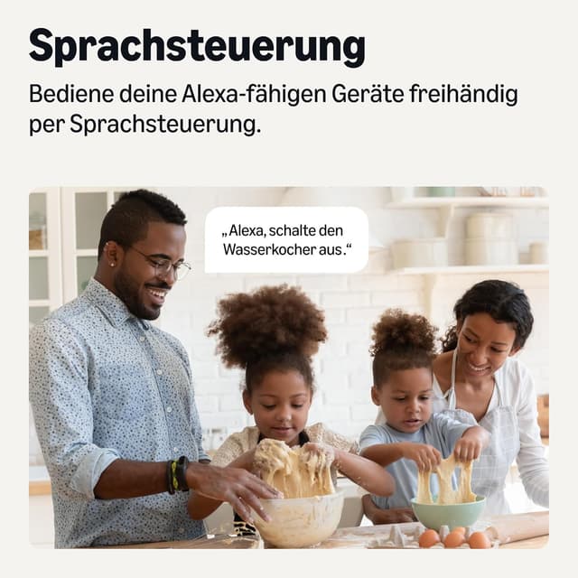 Detalle de Amazon Basics Smart WLAN-Steckdose für EU, nur kompatibel mit Alexa (Wi‑Fi, Weiß) – 1 Stück