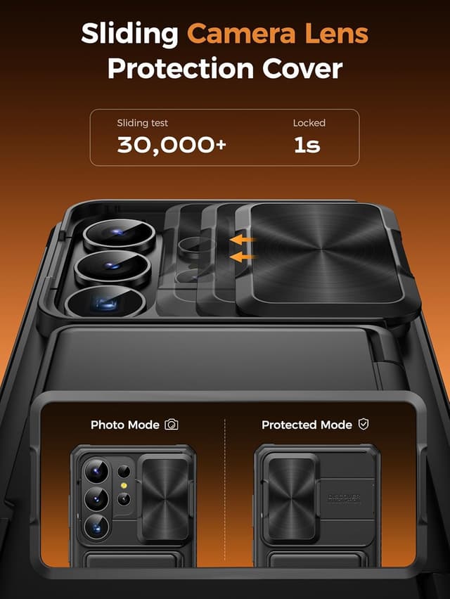 Detalle de Vihibii for Samsung Galaxy S26 Ultra 6.9" Case Wallet with Card Holder (up to 4 cards) – Slide Camera Cover, Military-Grade Drop Protection, Black