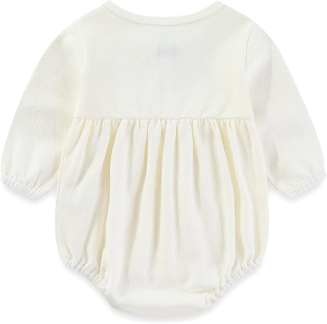 Detalle de MAMIMAKA Newborn Baby Girl Cotton Bubble Romper Bodysuit 3-Pack (Long Sleeve)