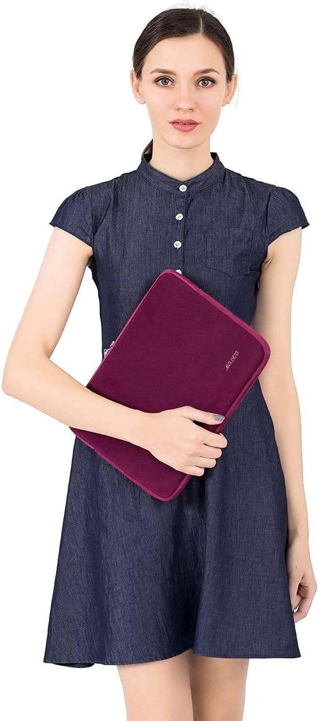 Detalle 2 de MOSISO Laptop Hülle 13,3 Zoll (13–13,3 Zoll) mit Neopren-Schaum und kleinem Etui – Weinrot
