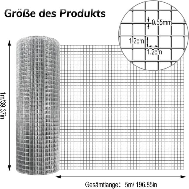 Thumbnail 2 de Cieex Wühlmausgitter 10×0,5m Drahtgitter 0,55 mm 🪤