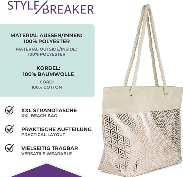 Detalle de styleBREAKER Ladies XXL borsa da spiaggia grande con motivo a infinito metallico e tracolla