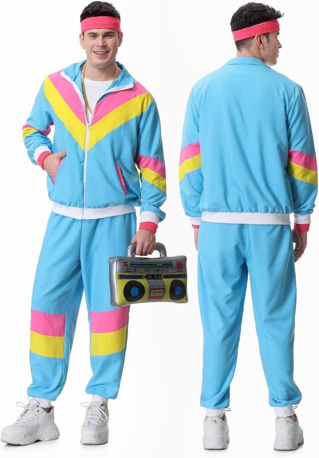 Thumbnail 6 de Coseaon 80er/90er Trainingsanzug-Set für Herren & Damen – Jacke, Hose und Retro-Accessoires