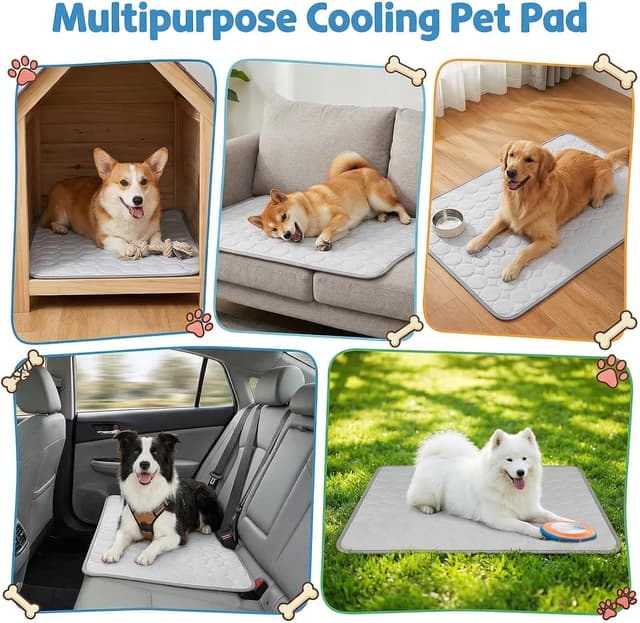 Thumbnail 6 de Qoosea tappetino rinfrescante per cani e gatti in “seta di ghiaccio” grigio (55 × 70 cm)