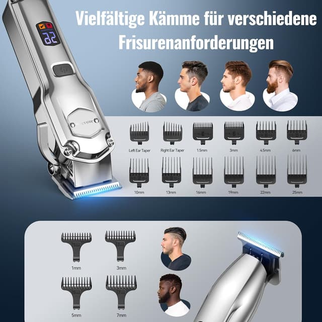 Detalle 2 de Jack & Rose Haarschneidemaschine Set 4-in-1 kabellos (IPX7) mit Trimmer, Shaver & Nasenhaar-Trimmer