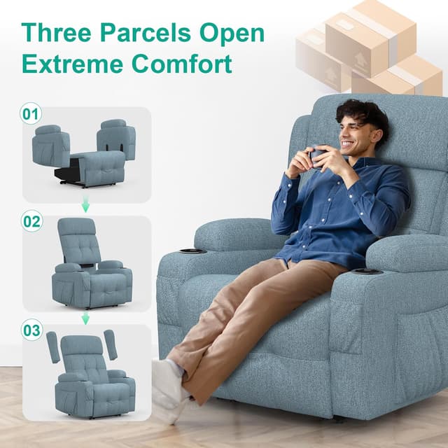 Thumbnail 6 de SQUEBILIFE Relaxsessel mit 8-Punkt-Massage, Wärmefunktion & Liegefunktion (elektrisch verstellbar, mit USB-C & Type-C)