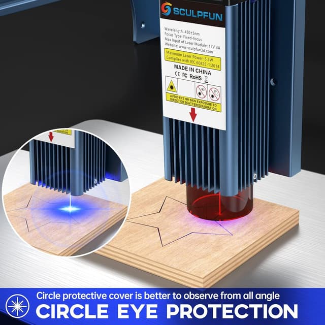 Detalle 2 de SCULPFUN 5W graveur laser 90 W