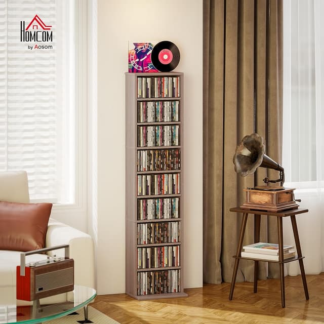 Detalle 2 de HOMCOM meuble de rangement CD/DVD avec étagères réglables (jusqu’à 260 CD / 120 DVD), 33 x 24 x 140 cm