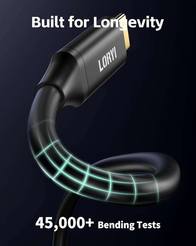 Detalle 2 de Loryi USB-C auf USB-C Kabel Schnellladung (100 W), 1,2 m – 10 Gbit/s und 4K/60 Hz für MacBook, iPad & mehr