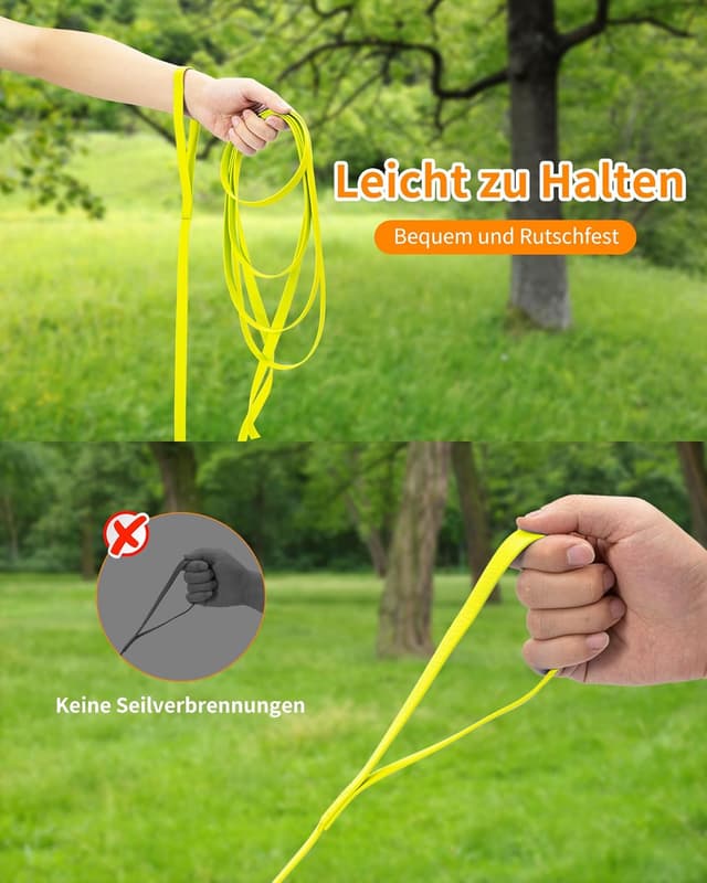 Detalle de Toozey Wasserdicht Schleppleine für Hunde mit Handschlaufe & Karabiner (Neon Gelb) – 5 bis 20 m