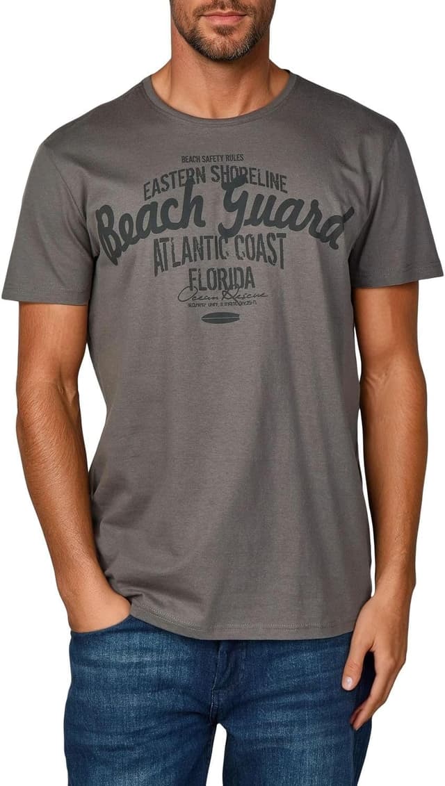 Detalle 2 de riverso Herren T‑Shirt Regular Fit RIVLeon im 4er Set – Baumwolle mit Rundhals und Brust-Print