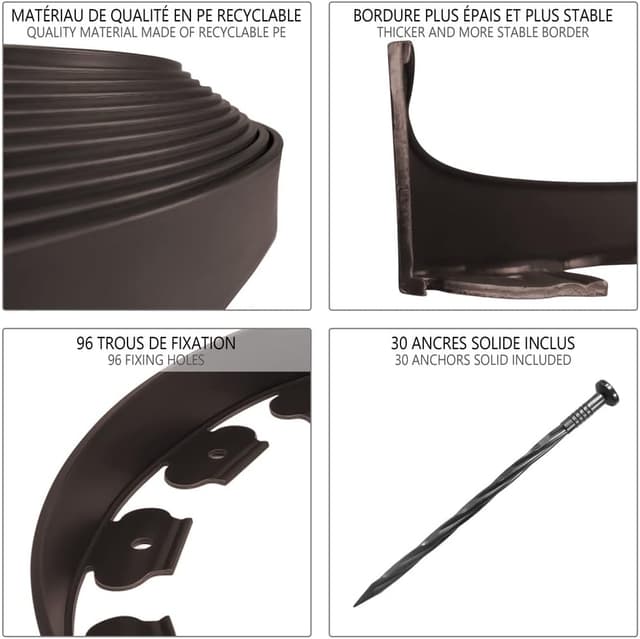 Detalle 2 de VOUNOT Bordo Giardino Flessibile 20 m Marrone
