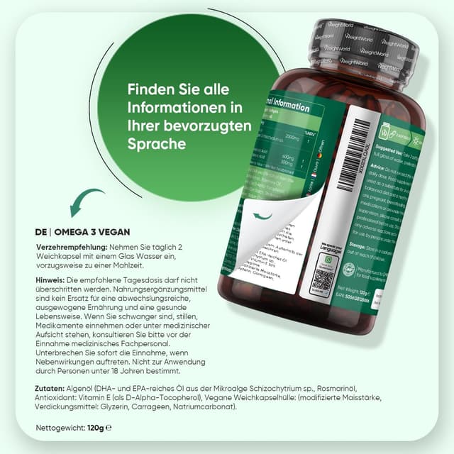Detalle 2 de Omega 3 Vegan 90 Kapseln 2000mg