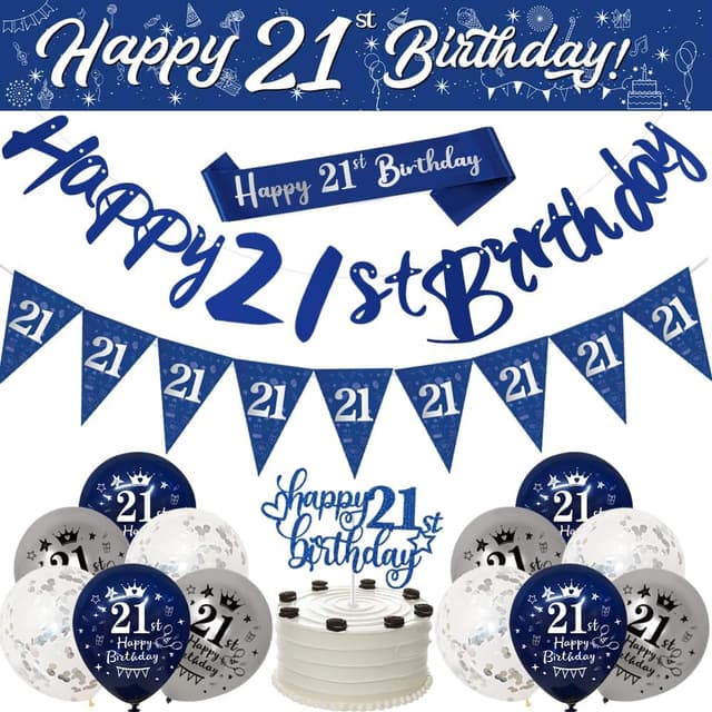 Detalle de 21st Birthday Decorations Blue Silver party kit ๐