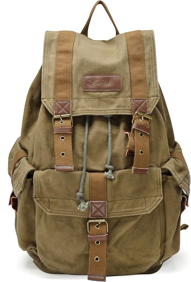 Detalle de Gootium Canvas Backpack – Vintage Outdoor Rucksack Travel Day Pack (30L)