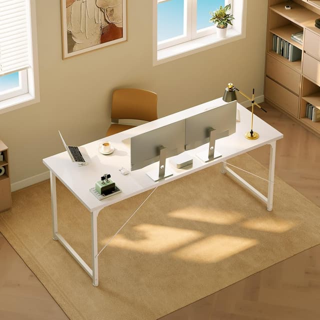 Detalle de ODK Scrivania per Ufficio 160x55 cm Bianca, tavolo stabile per computer e studio