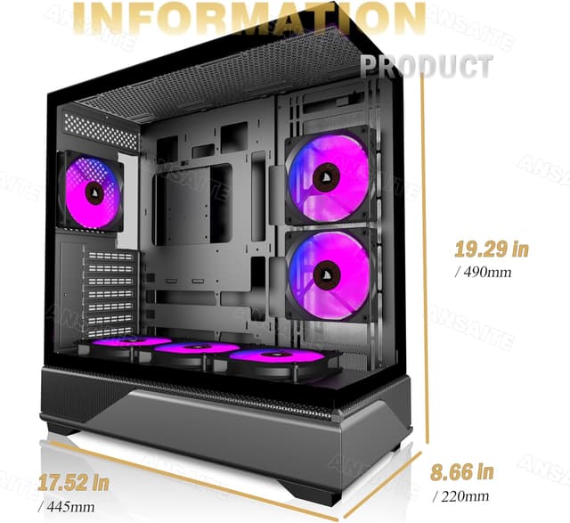 Thumbnail 6 de ANSAITE Boîtier ATX 6 Ventilateurs PWM ARGB