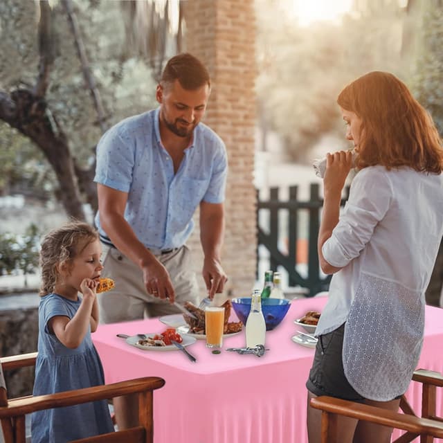 Thumbnail 4 de BDDC Table Skirts for Rectangle Tables 6ft Pink Tablecloths 🎉