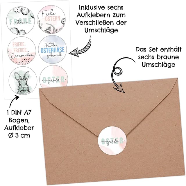 Detalle 2 de Papierdrachen Osterkarten 6 frühlingshafte Klappkarten