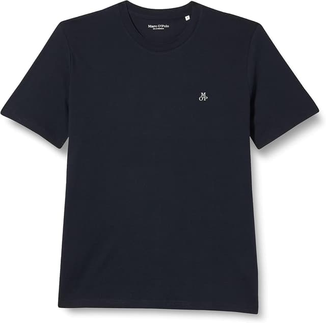 Detalle de Marc O’Polo Herren T-Shirt 51556 mit Rundhalsausschnitt (1er Pack) aus Bio-Baumwolle