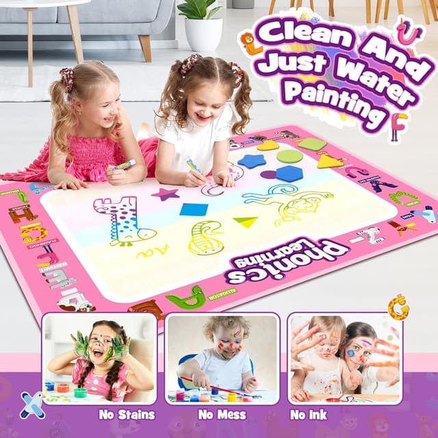 Detalle 2 de Grriopi Water Drawing Mat Gifts for 2-6 Year Old Girls