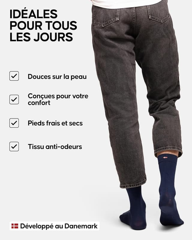 Detalle de DANISH ENDURANCE Chaussettes en fibre de bambou Ultra Douces & Respirantes (3 paires)