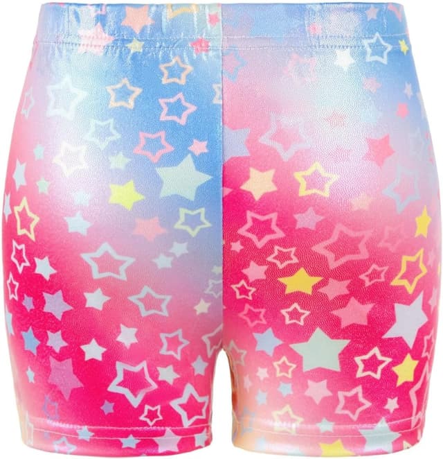 Detalle de Girls’ Gymnastics Leotard Set with Sparkling Gradient Design (Three-Piece Long Sleeve + Shorts + Hairband)