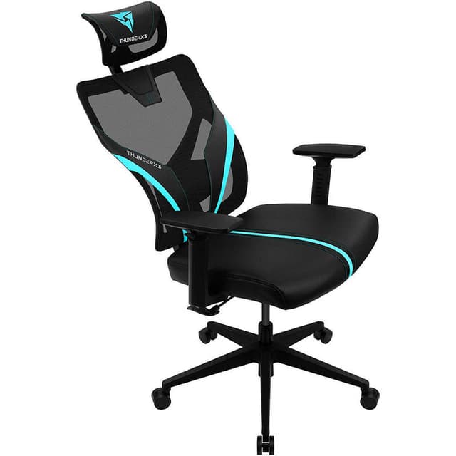 Detalle de ThunderX3 Yama 1 silla gaming Cian/Negro: ergonomía con malla transpirable para jugar cómodo