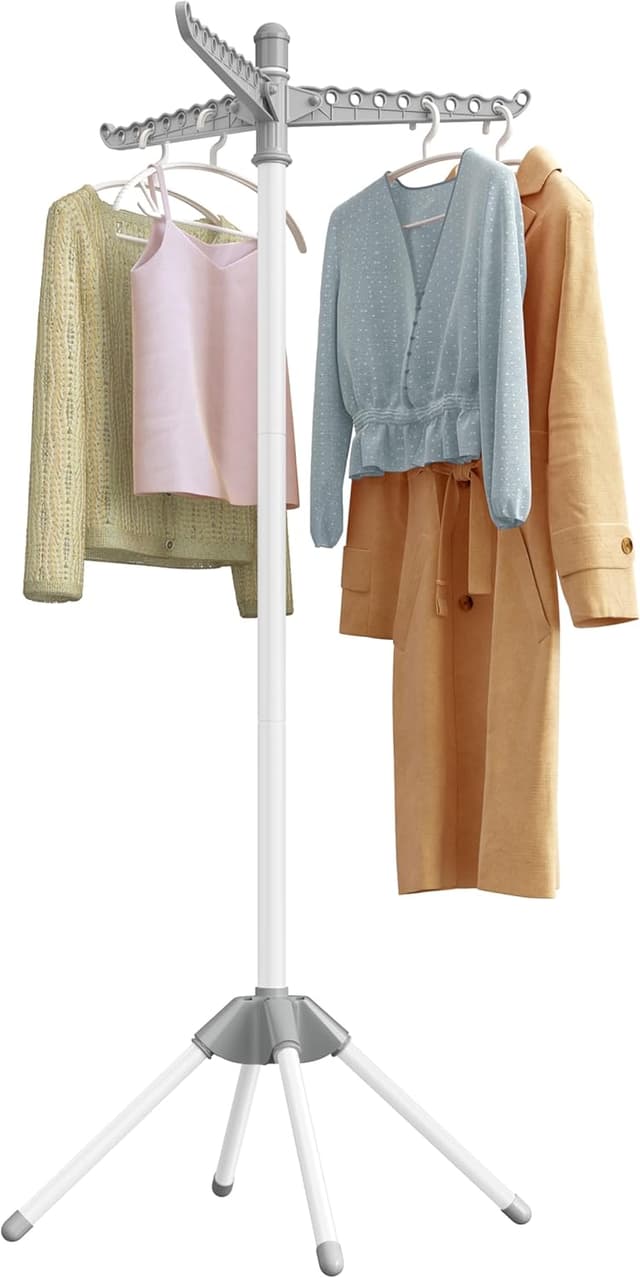 Detalle de SONGMICS Clothes Airer LLR510G01 with 3 Rotatable Arms (27 hangers capacity), foldable indoor drying rack