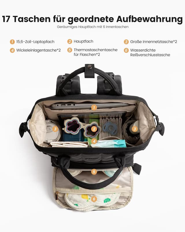 Detalle de LOVEVOOK Wickelrucksack 15,6 Zoll Laptopfach