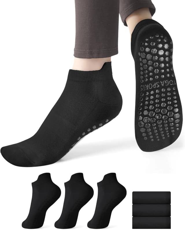 Detalle de AOOWU calze antiscivolo con grip per yoga, pilates e fitness (3/5 paia) – taglia unica