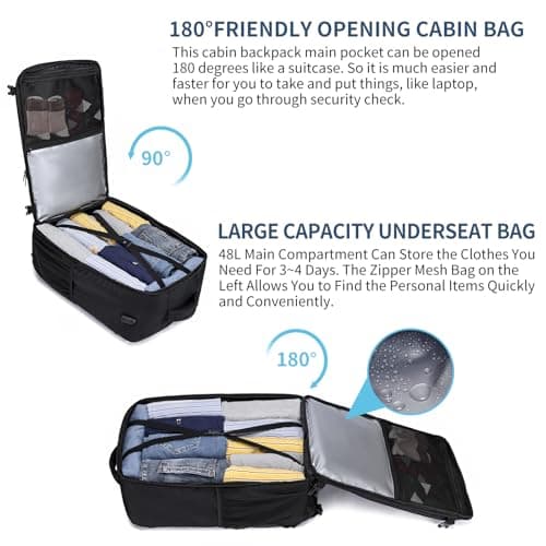 Detalle 1 de PUSLOM Mochila de cabina 55x35x25 cm (48 L) con puerto USB y bolsillo para portátil