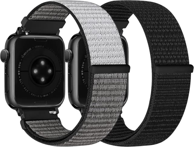 Detalle de Runostrich Nylon Sport Strap (Solo Loop) for Apple Watch 49mm–38mm – Adjustable 2 Pack