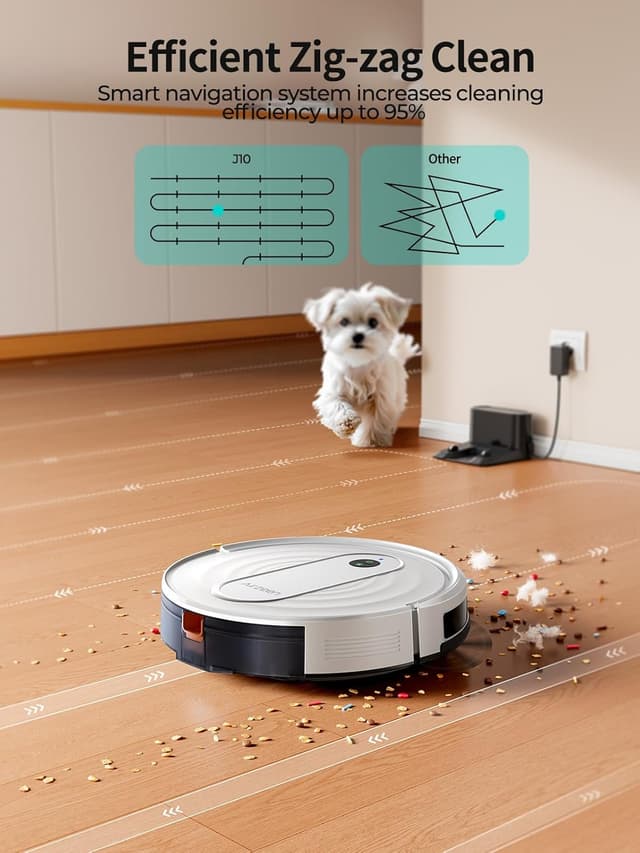 Detalle de Airzeen Robot Vacuum and Mop J10 with 4000Pa Suction, APP/Alexa Control, and Auto Self-Charging