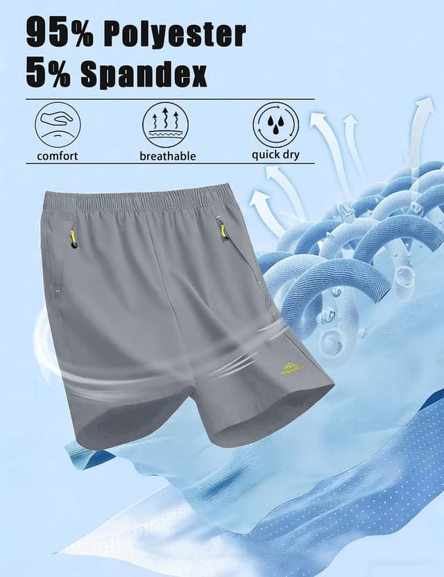 Detalle de MAGCOMSEN men’s gym shorts with zip pockets – quick-dry, stretch sport running & outdoor shorts