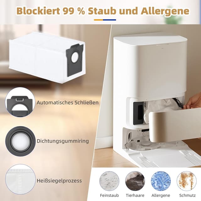 Detalle de 20-teiliges Zubehör-Set für Dreame L10s Ultra Gen 2 / L10s Pro Ultra Heat & weitere Ultra-Modelle (Hauptbürste, Staubbeutel, Wischtücher, Seitenbürsten, Filter)