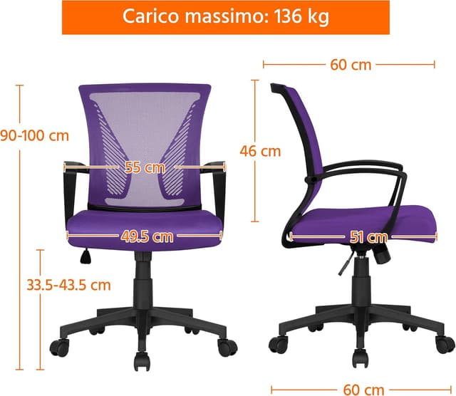 Thumbnail 2 de Yaheetech Sedia da Ufficio Ergonomica 136 kg