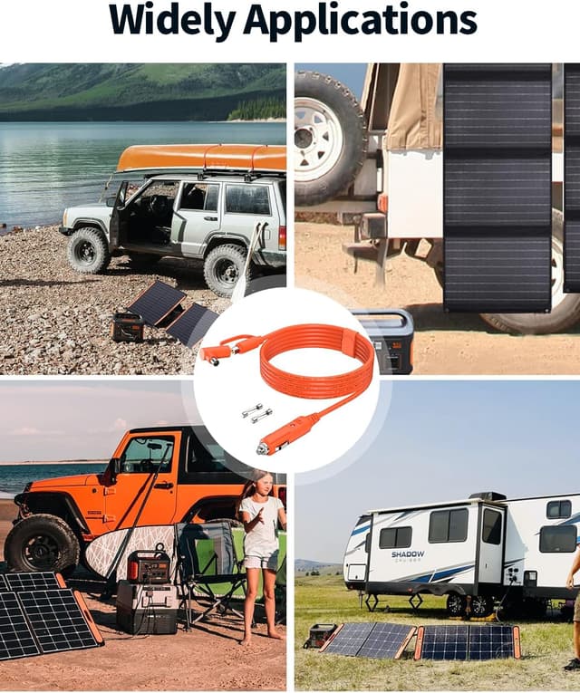 Detalle de TONTON 2M Auto-Zigarettenanzünder auf DC7909/DC8020 Adapter (12–24V) – 14AWG Kabel für Jackery, Bluetti, Anker & mehr