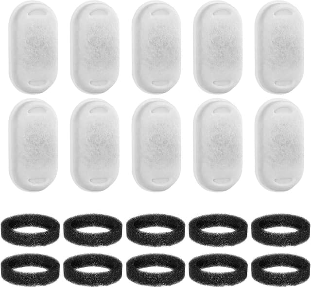 Thumbnail 6 de 20Pcs Cat Water Fountain Filters (10 Activated Carbon + 10 Foam) for 2L & 3.2L Pet Drinking Dispensers