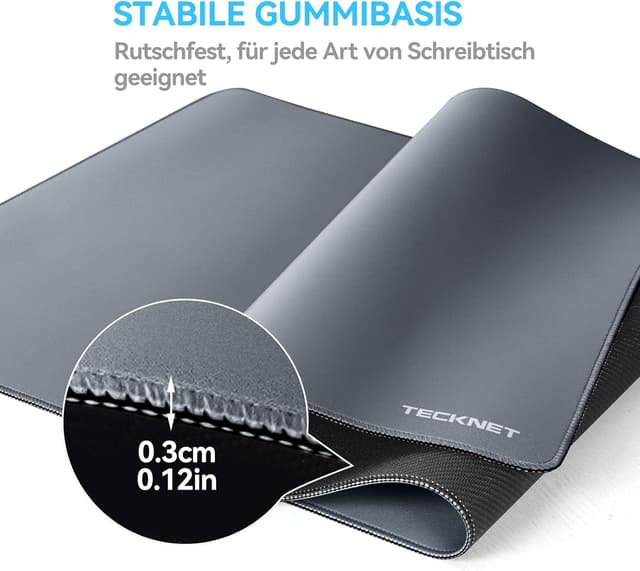 Detalle de TECKNET Mauspad XXL Speed Gaming (900 x 400 mm) – wasserfest, rutschfeste Gummibasis