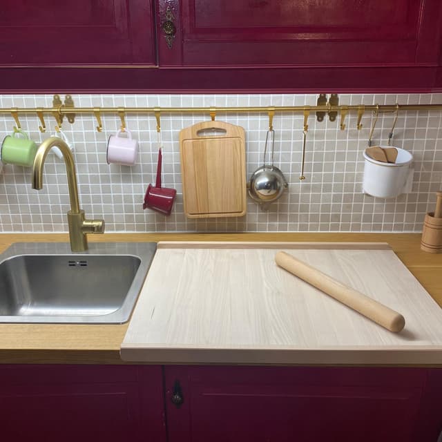 Detalle de CULIMI Holzbackbrett / Teig- und Nudelbrett 70 x 50 cm mit Anschlagkante