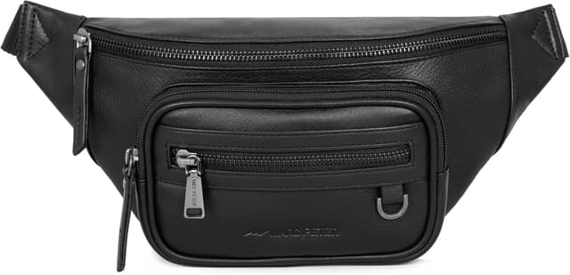 Detalle de Marc Peter Varadero Bauchtasche aus Leder (Schwarz) mit Wechselgurt – Gürteltasche & Crossbody für Herren