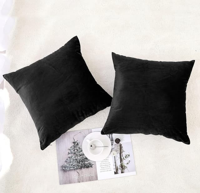 Thumbnail 2 de NiNi ALL Decorative Velvet Throw Pillow Cover 20x20 Black 🛋