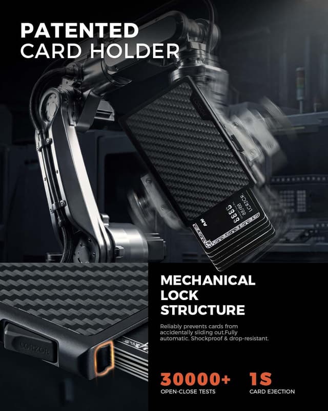 Detalle 2 de LORZOR Minimalist Slim Wallet in Military-Grade Carbon Fibre with RFID Blocking (7 cards)