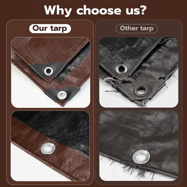 Detalle de 12x12 FT Waterproof 16 Mil Heavy Duty Tarp with Grommets (UV & Rip- & Tear-Resistant)