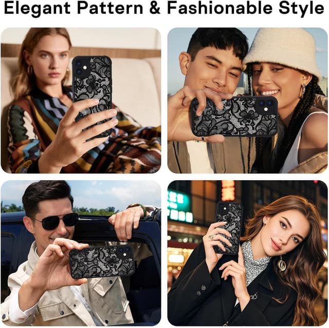 Thumbnail 6 de XTCASE Cover per iPhone 11 con motivo vintage in pizzo, TPU e PC antiurto opaca