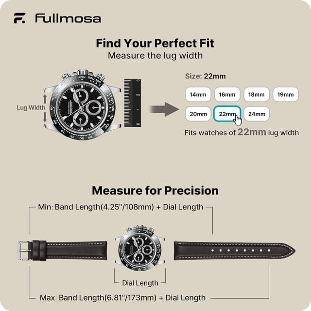 Thumbnail 4 de Fullmosa Cinturino in Pelle 22mm Marrone Scuro