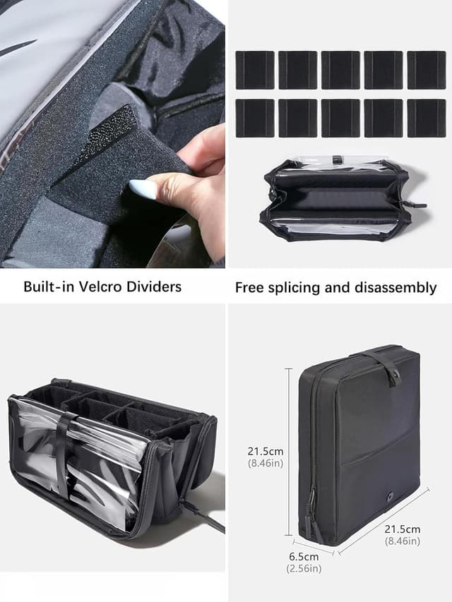 Detalle 2 de STORICANS Makeup Brush Organiser Bag with Stand-up Design and Adjustable Dividers