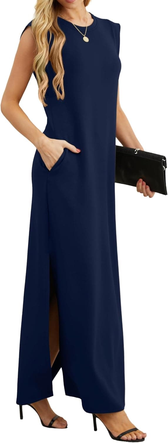 Detalle de GRECERELLE Womens Summer Maxi Dress with Split and Pockets