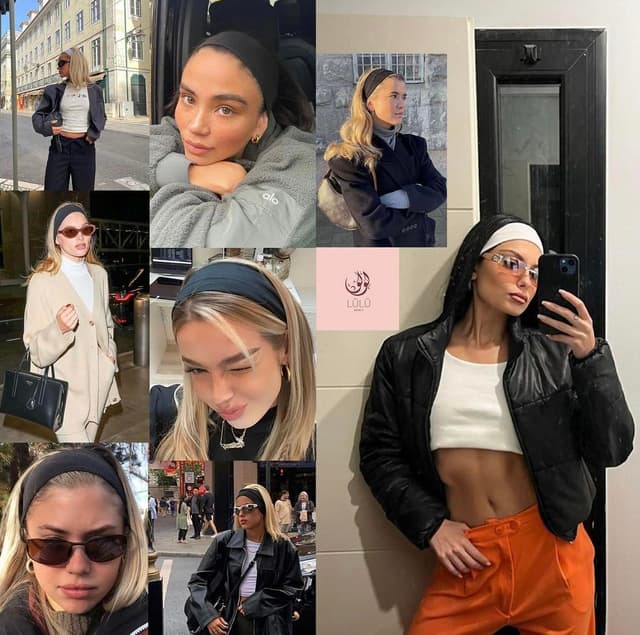 Detalle 2 de Huachi Women’s Headbands (16-Pack) — Soft Elastic Cloth Non-Slip Headbands in Neutral Colors